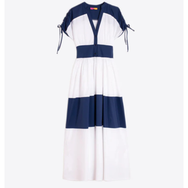 Vilagallo Blue And White Striped Dress