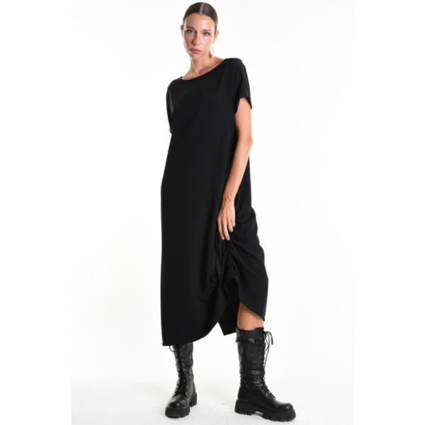 La Haine Black Dress with Side Ruching