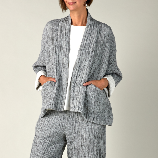 Sahara Crinkle Linen Jacket In Grey