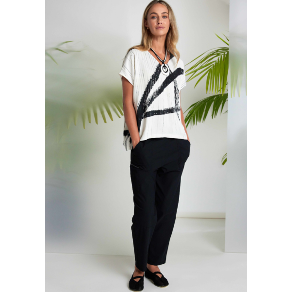 Naya Pull On Trousers With Patch Pocket In Black