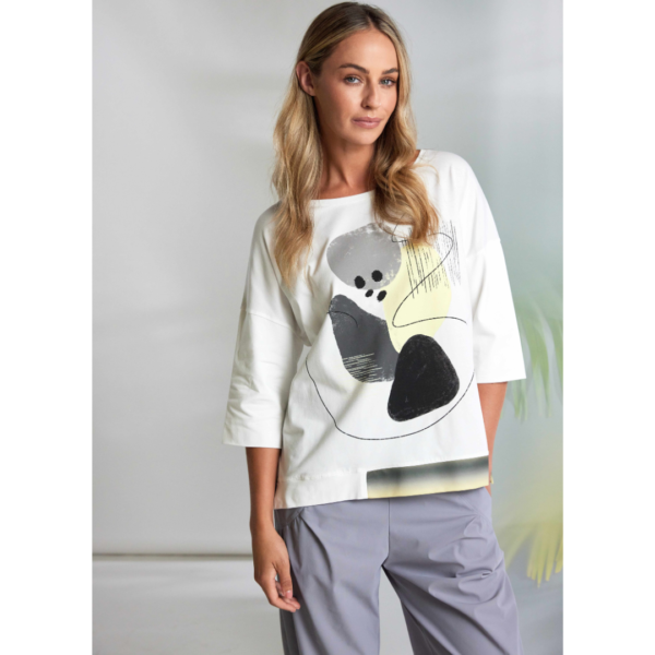 Naya Placement Top In White And Lemon