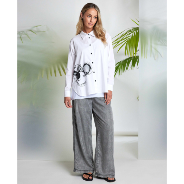 Naya Washed Effect Wide Leg Trousers In Granite