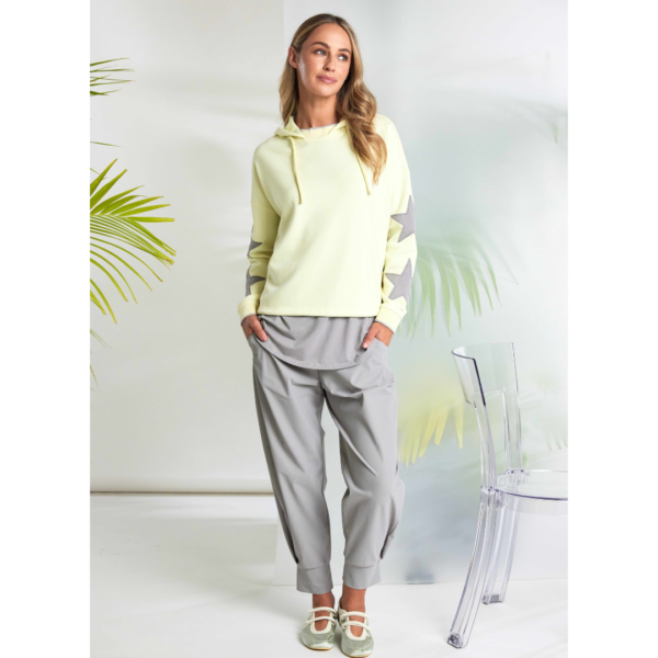 Naya Hooded Top With Contrast Cuff In Lemon