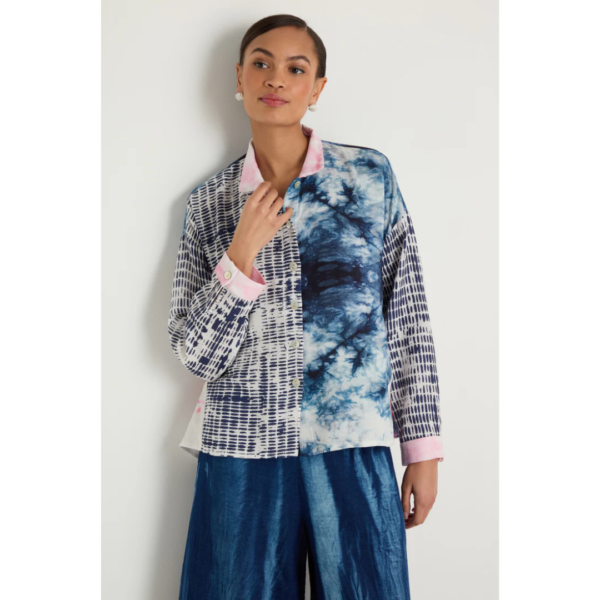 Luukaa Dahlia Woven Shirt In Blue And Pink