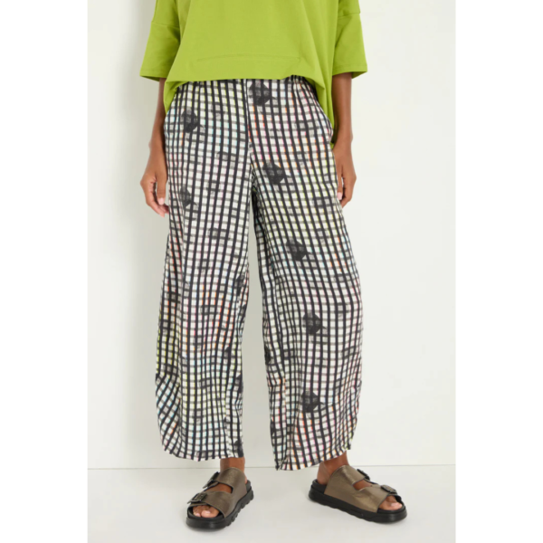 Luukaa Clarisse Linen Trousers In Black And White Check
