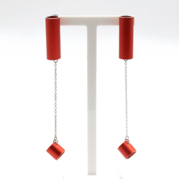Christina Brampti Chain Drop Aluminium Earring In Red