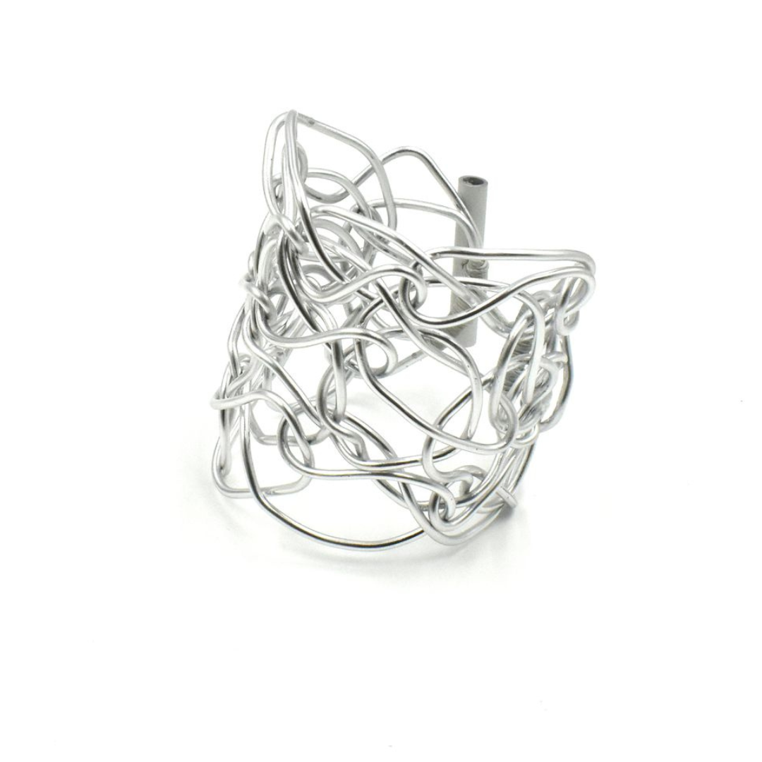 Christina Brampti Cord Short Necklace With Aluminium Wire In Silver - Image 2
