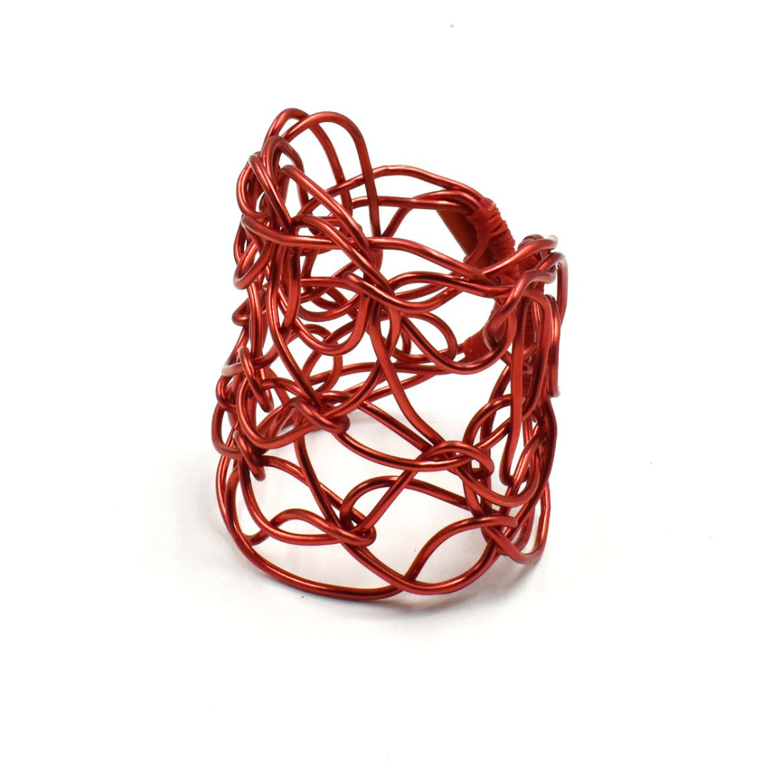 Christina Brampti Cord Short Necklace With Aluminium Wire In Red - Image 2