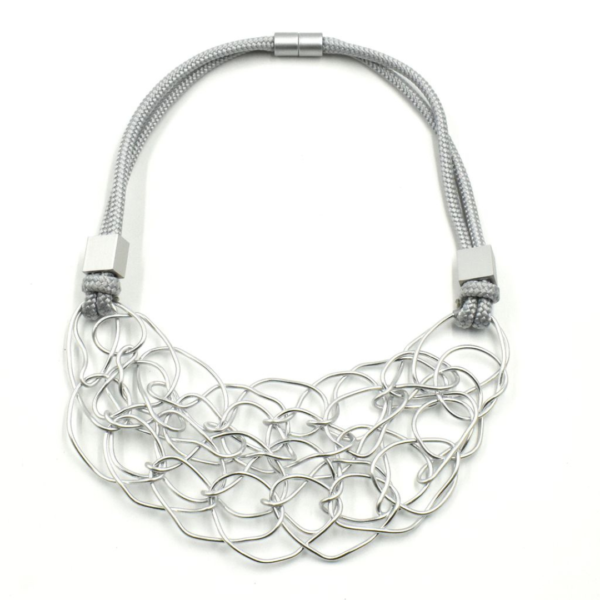 Christina Brampti Cord Short Necklace With Aluminium Wire In Silver