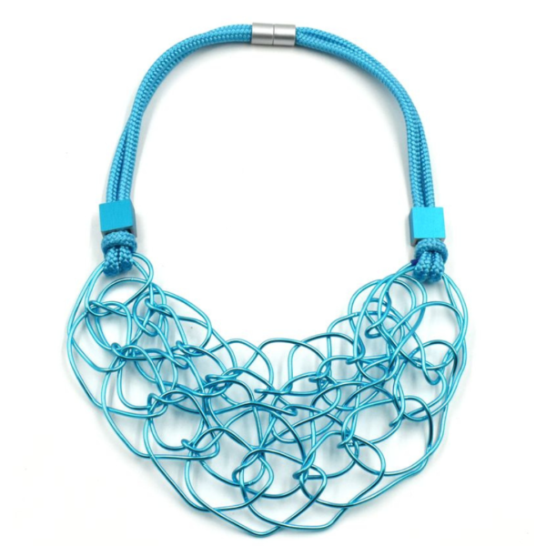Christina Brampti Short Cord Necklace With Aluminium Wire In Turquoise