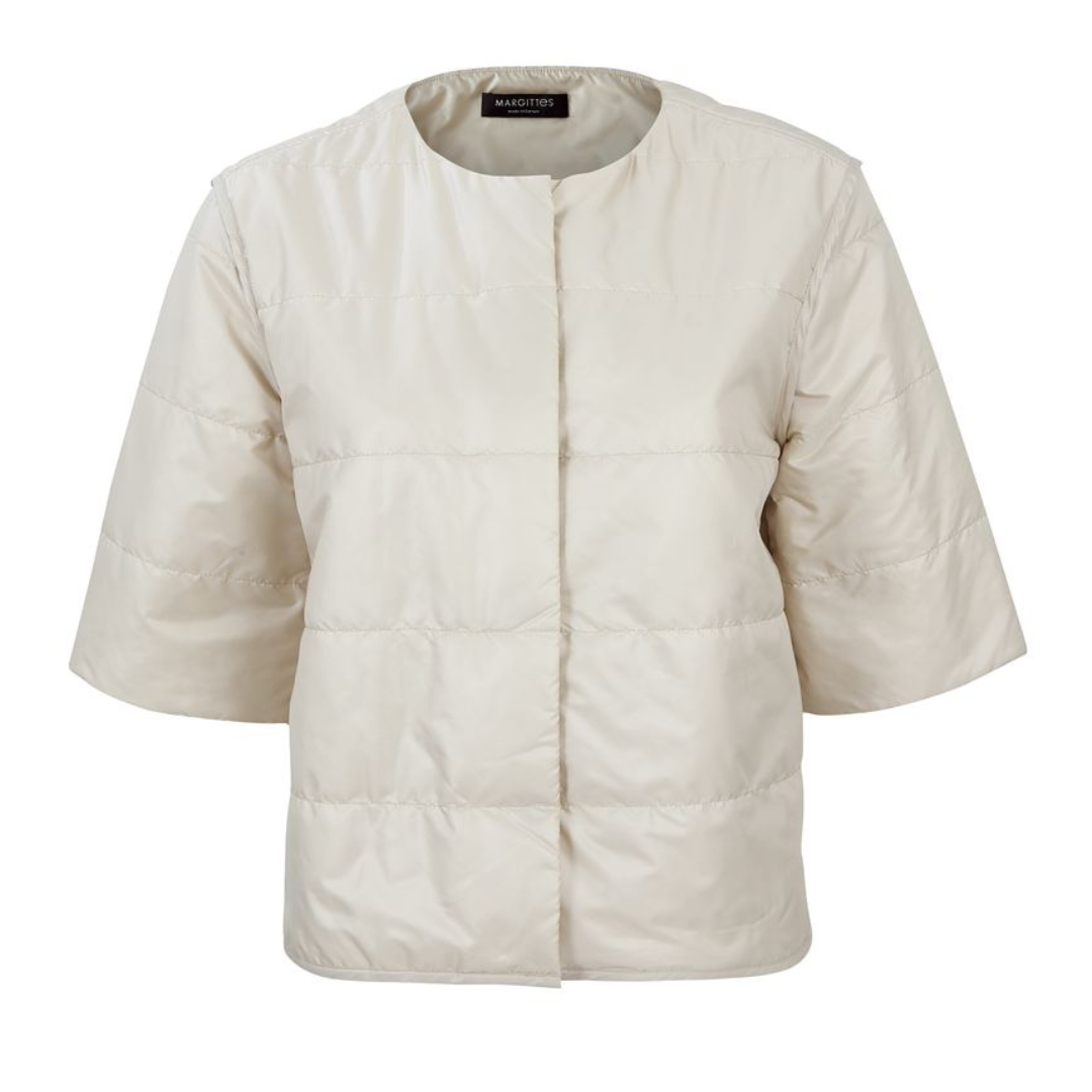 Margittes 1/2 Sleeve Woven T-Shirt In Cream - Image 2