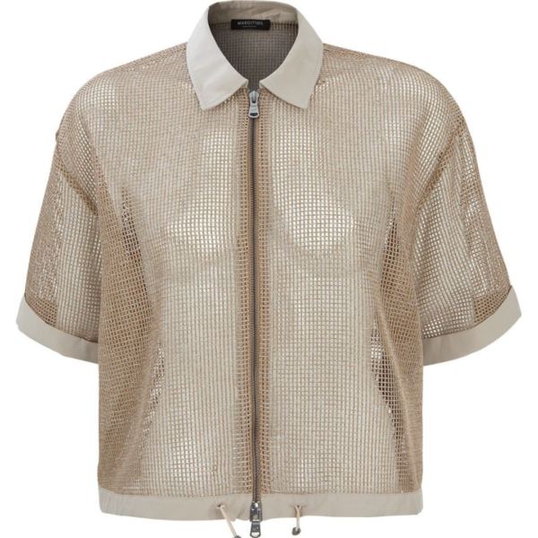 Margittes Half Sleeve Net Blouse With zip