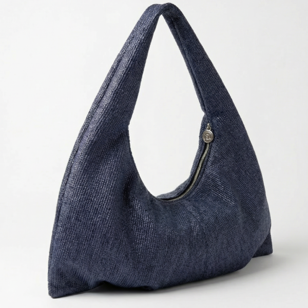 amorphose Shoulder Bag Denim Jersey Straw