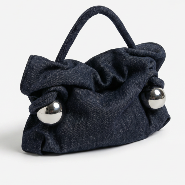 amorphose Shoulder Bag Denim with Silver Spheres