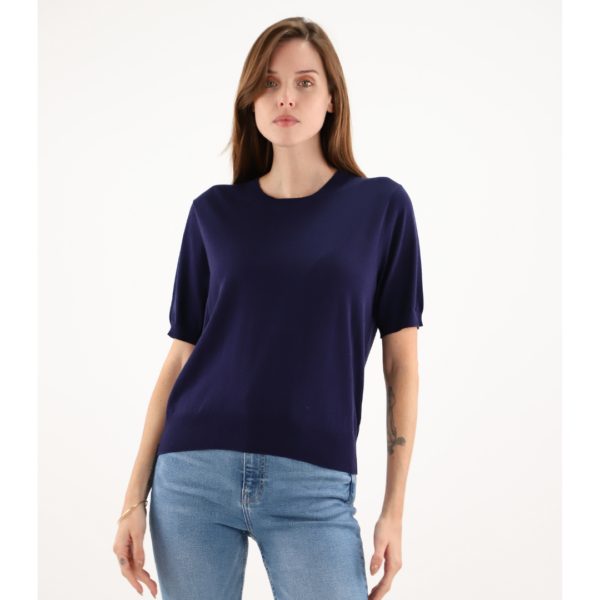 Maud & Sacha Navy Short Sleeved Jumper