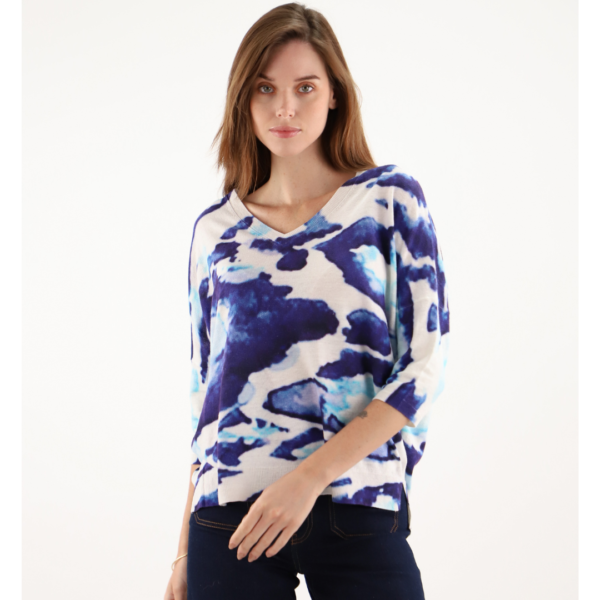 Estheme V Neck Sweater Tie-dye Blue Multi