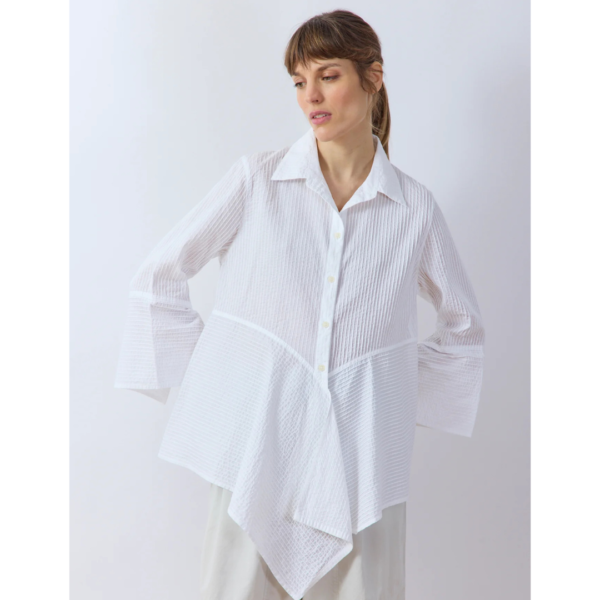 Yacco Maricard Cotton Lawn Peplum Shirt In White