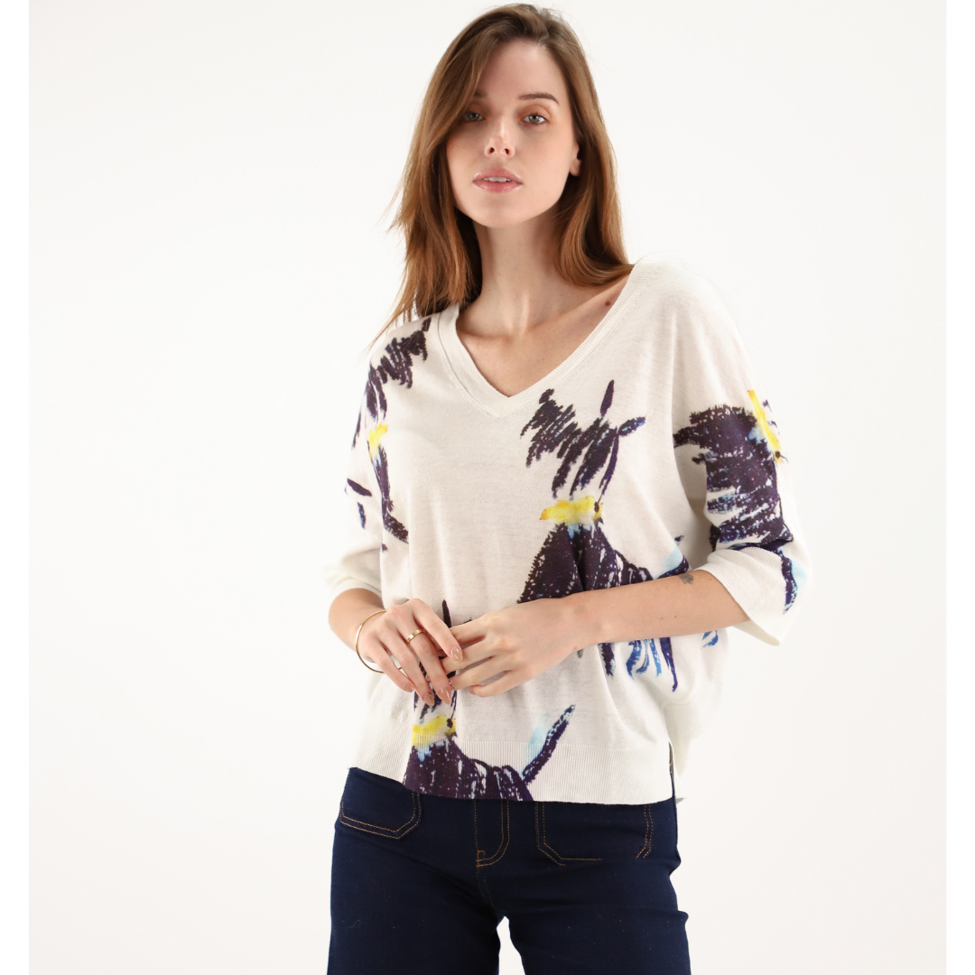 Estheme Sweater with Abstract Dog Print