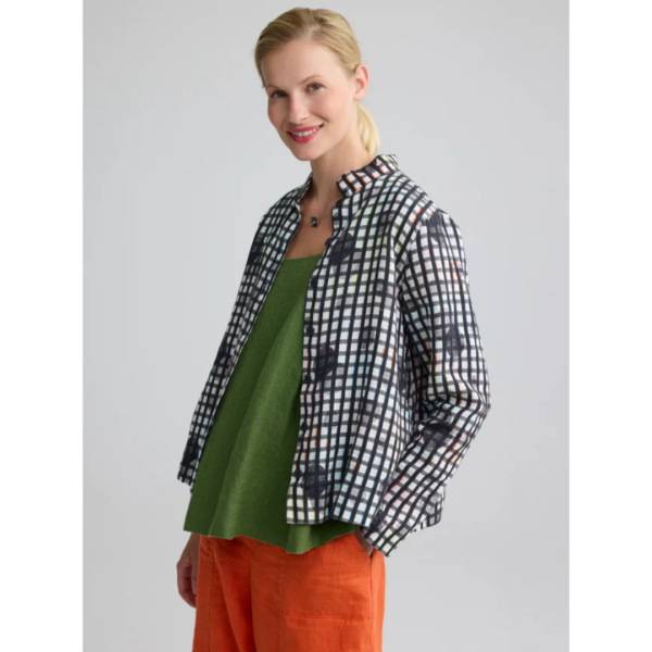 Luukaa Mireya Linen Shirt In Black And White Check