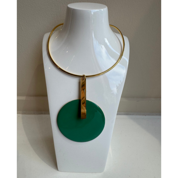 Sonata Short Necklace With Disc In Green