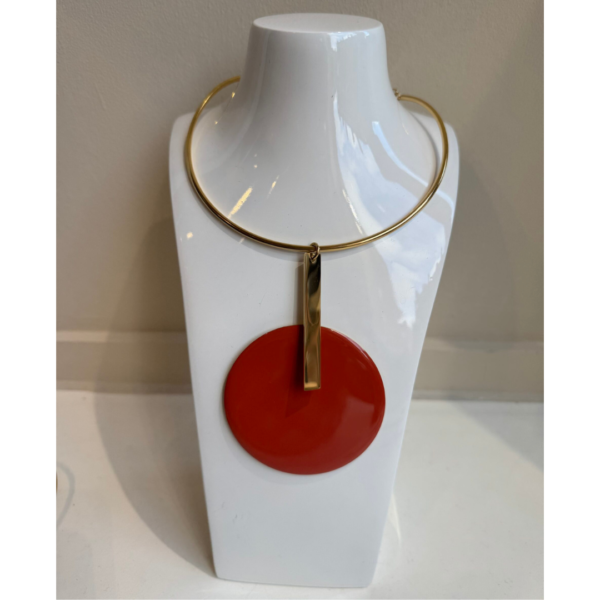 Sonata Short Necklace With Disc In Red