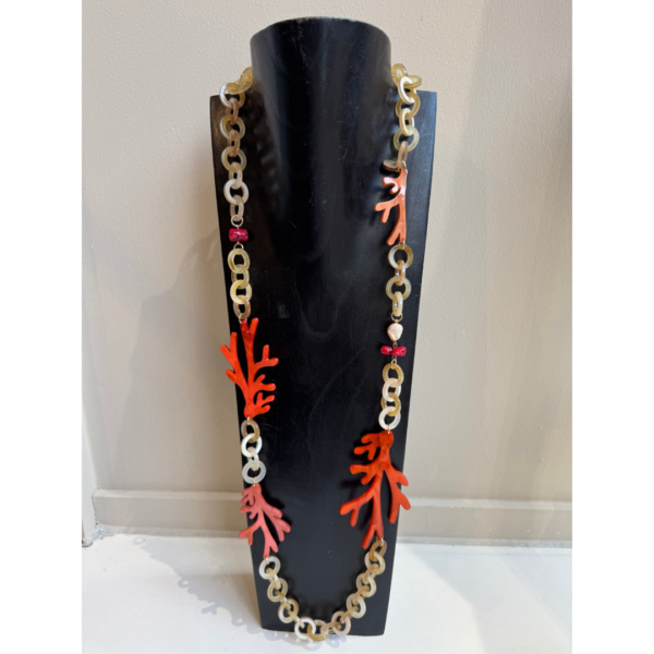 Sonata Long Coral Necklace In Coral /Natural