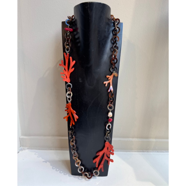Sonata Long Coral Necklace In Orange/Black