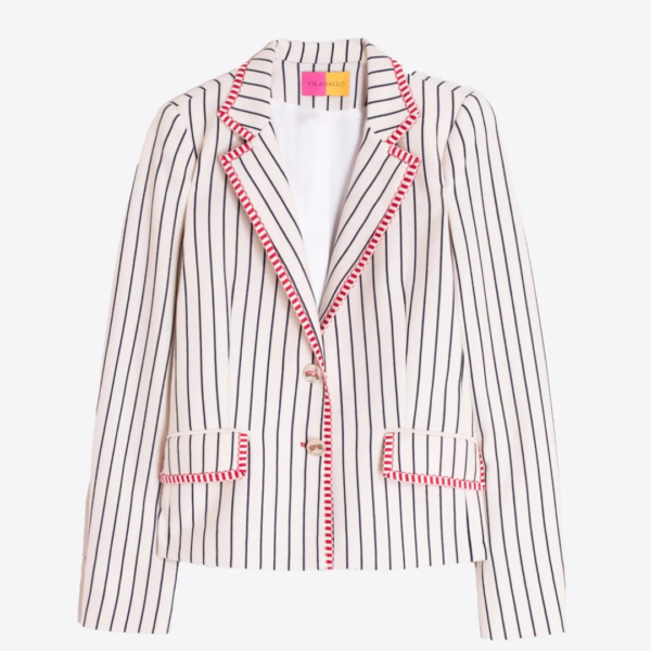 Vilagallo Cream Jacket With Navy Stripe