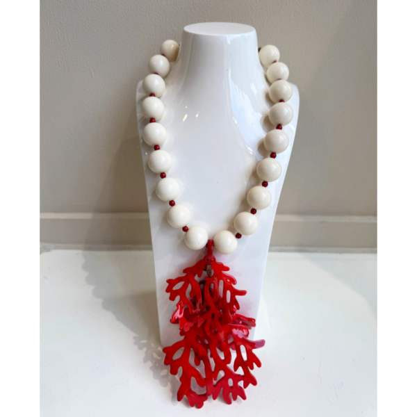 Sonata Bead And Coral Necklace In Cream/Orange