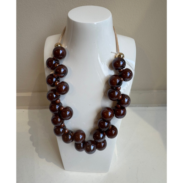 Sonata Beaded Necklace In Brown
