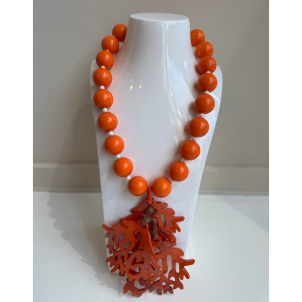 Sonata Bead And Coral Necklace In Orange
