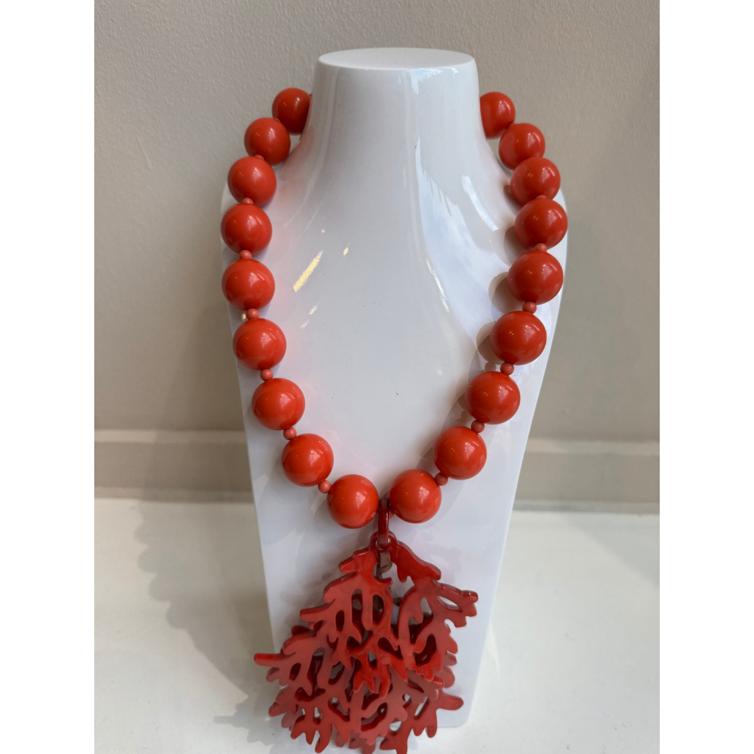 Sonata Bead And Coral Necklace In Coral