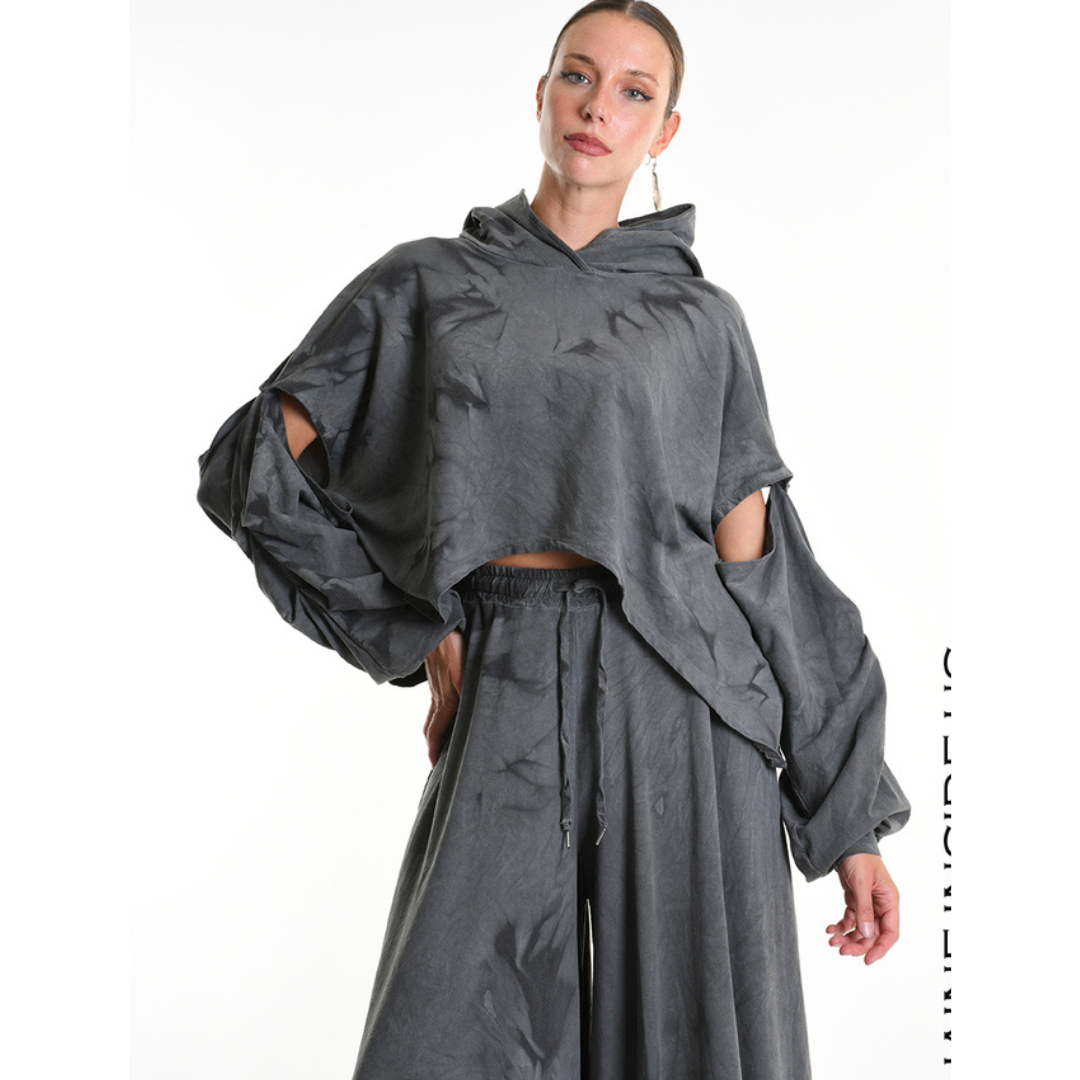 La Haine Hooded Sweat Shirt in Grey