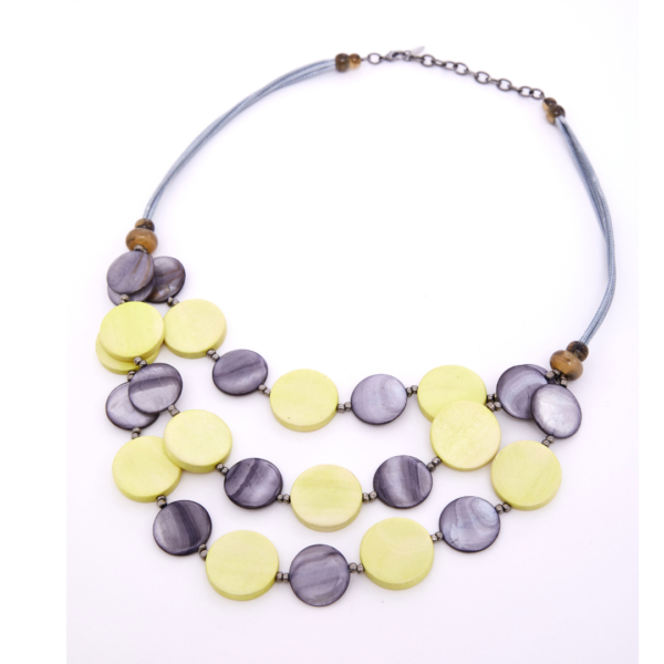 Naya Necklace With Small Discs In Lemon And Grey