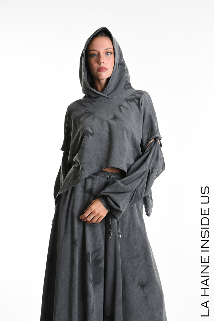 La Haine Hooded Sweat Shirt in Grey - Image 8