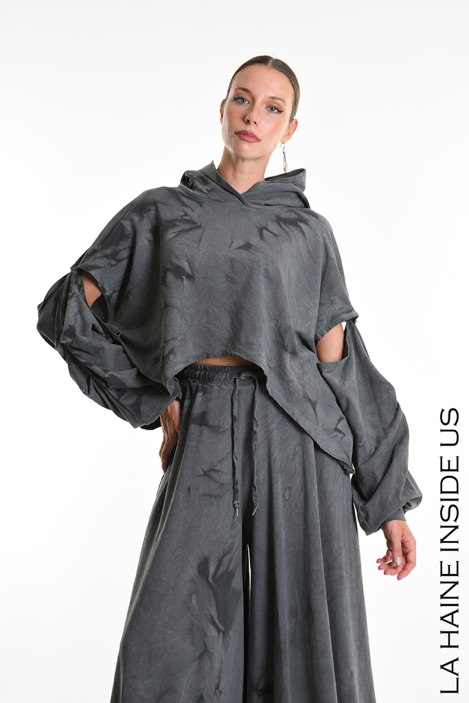 La Haine Hooded Sweat Shirt in Grey - Image 3