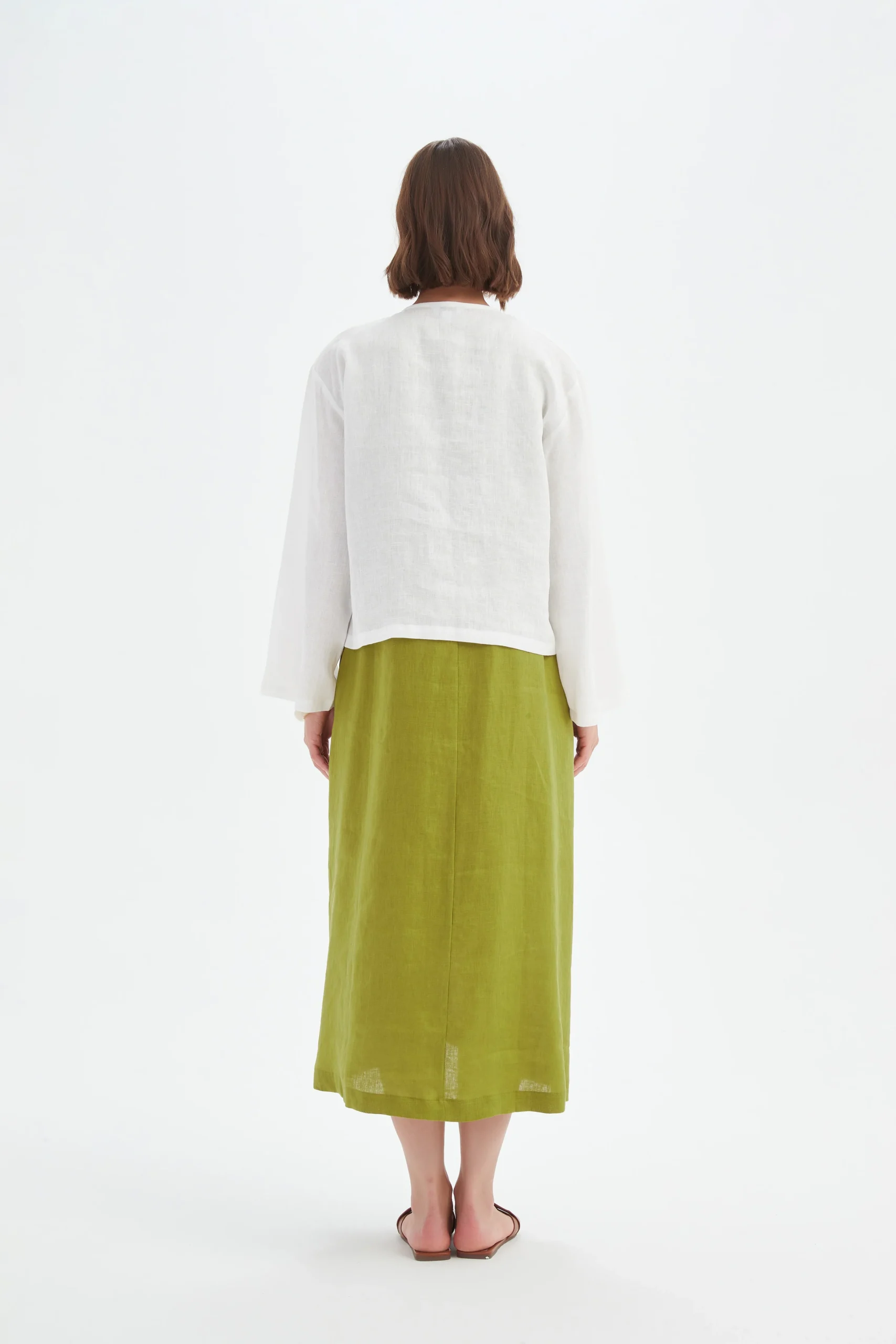 Tirelli Tie Front Linen Top In Cream - Image 5