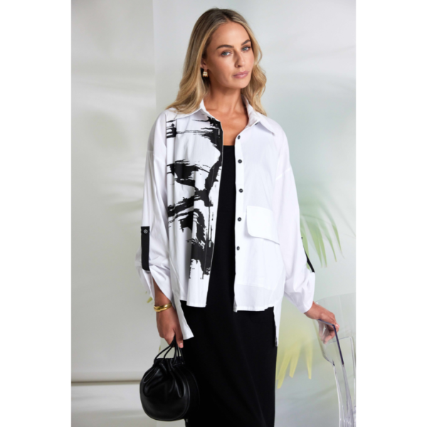 Naya Black and White Placement Print Shirt