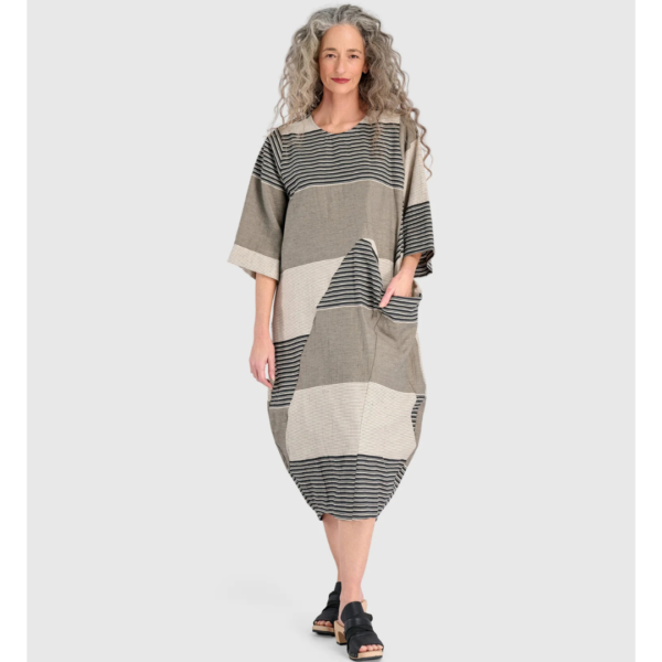 Alembika Striped Dress In Stonebar