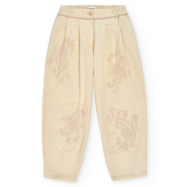 Psophia Sand Trousers With Embroidery Detail