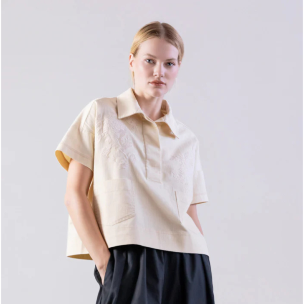 Psophia Sand Shirt With Embroidery Detail
