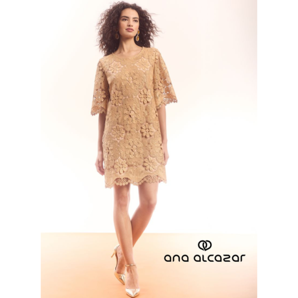 Ana Alcazar Short Sleeve Dress In Gold