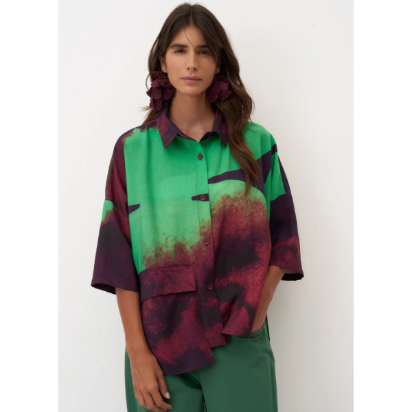 Bize Santorini Shirt In Raisin And Lime