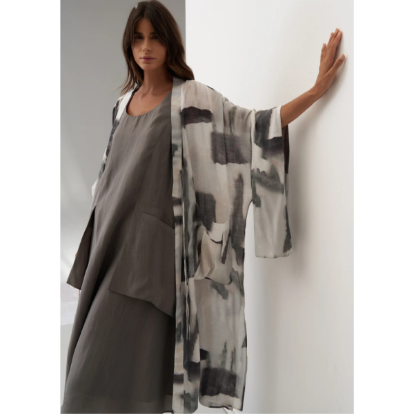 Bize Naxos Kimono Coat In Cloudy Grey