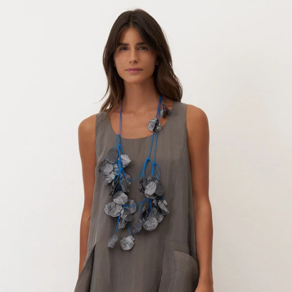 BIZE Mykonos Necklace In Grey And Cobalt
