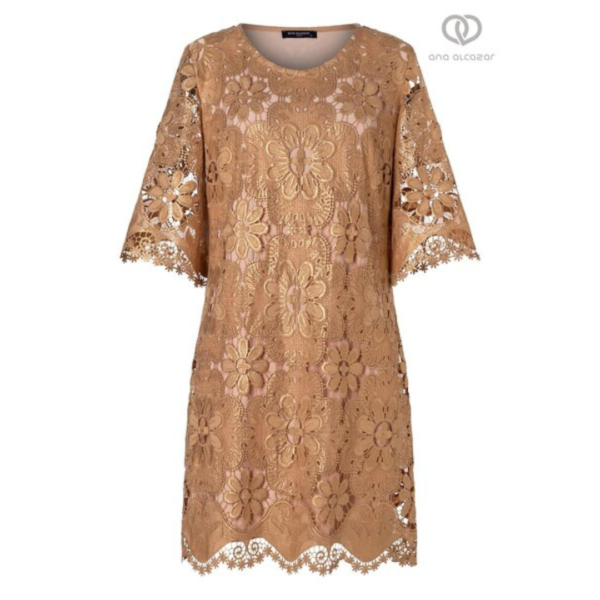 Ana Alcazar Short Sleeve Dress In Gold