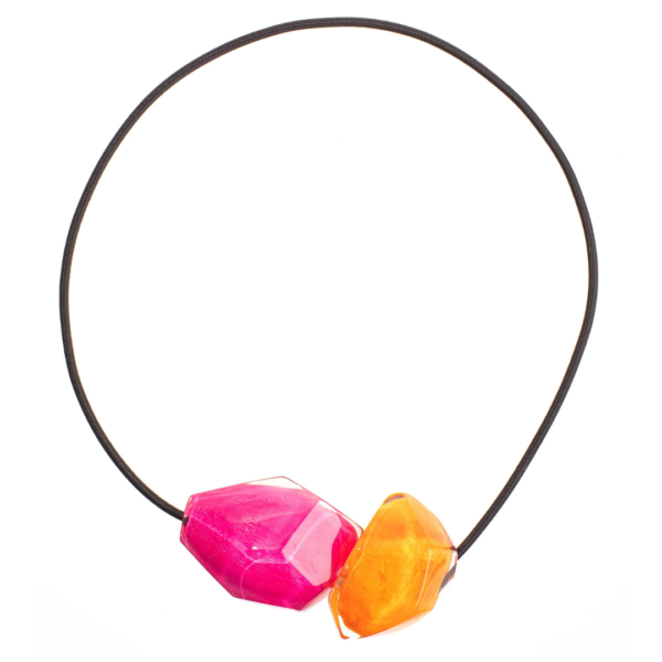 Zsiska Prue Short Necklace with Large Pink/Orange Beads