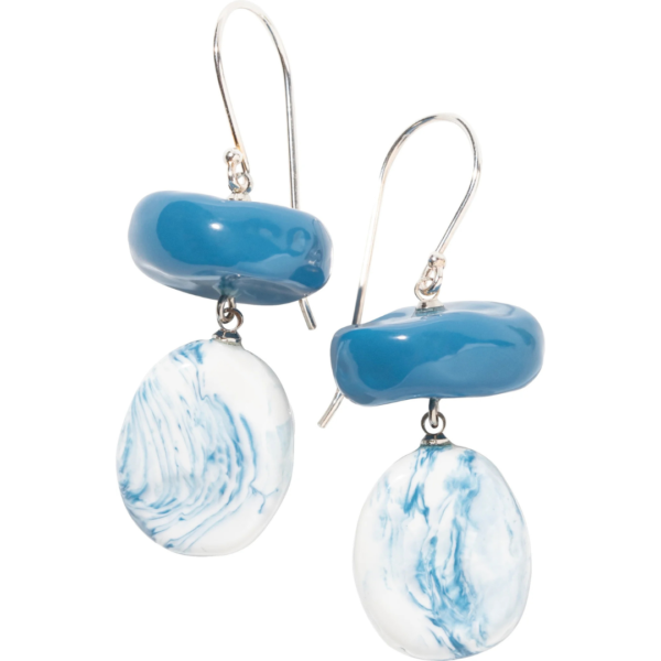 Zsiska Drop Earring In Blue/Cream Marble
