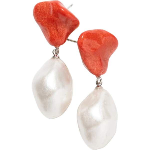 Zsiska Earrings With Pearl and Coral Drops