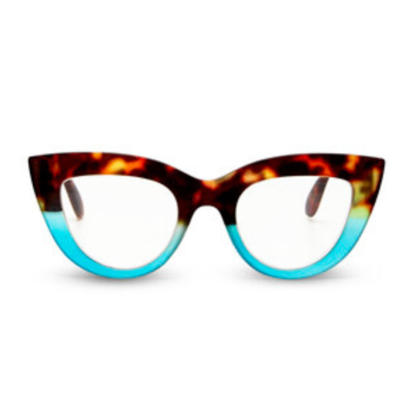 OKKIA Claudia big Cat Eye Reading Glasses In Havana Blue
